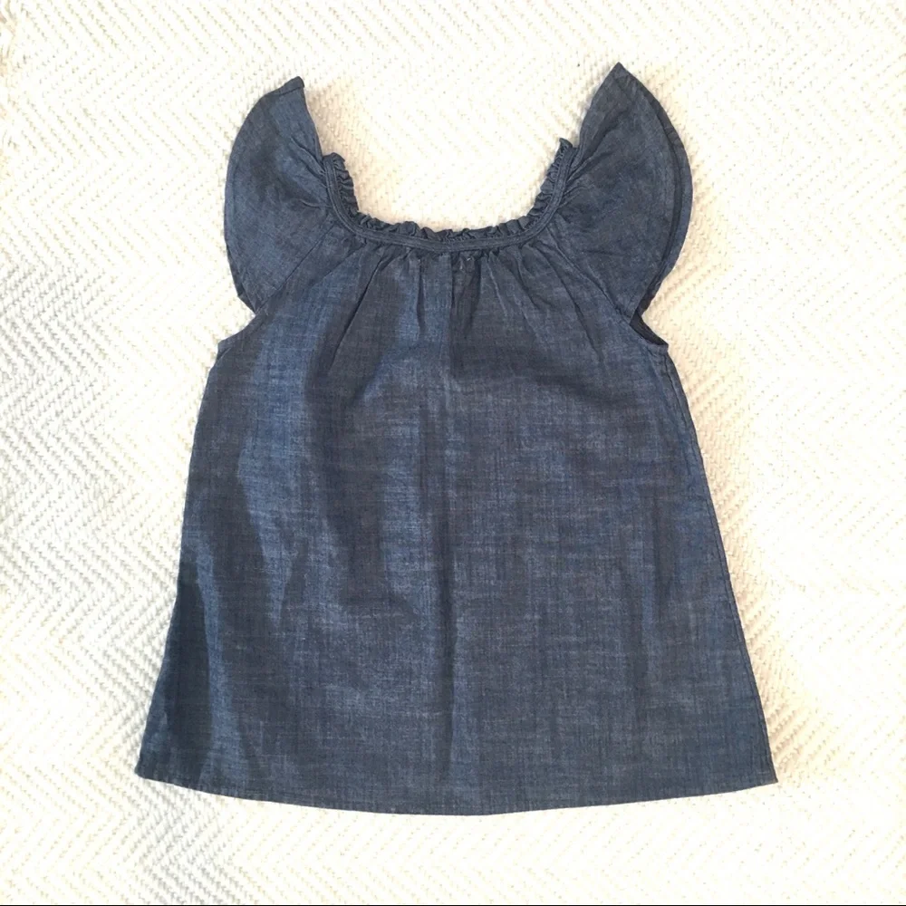 Old Navy kids child girl shirt sleeveless denim cotton knit school summe…
